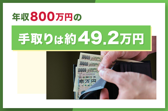 年収800万円の手取りは約49.2万円