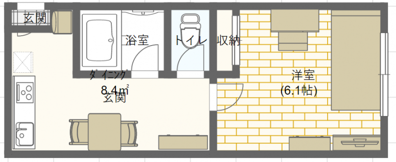 1DKの間取り図