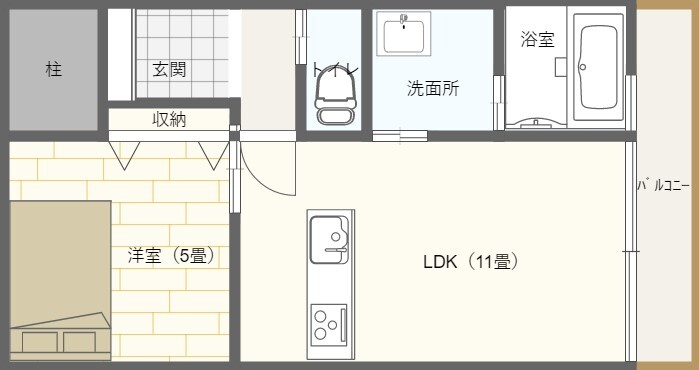 1LDKの間取り図