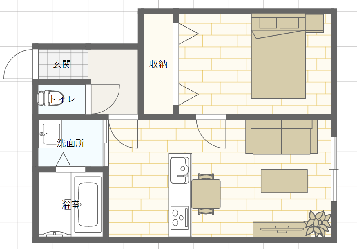 1LDKのレイアウト例