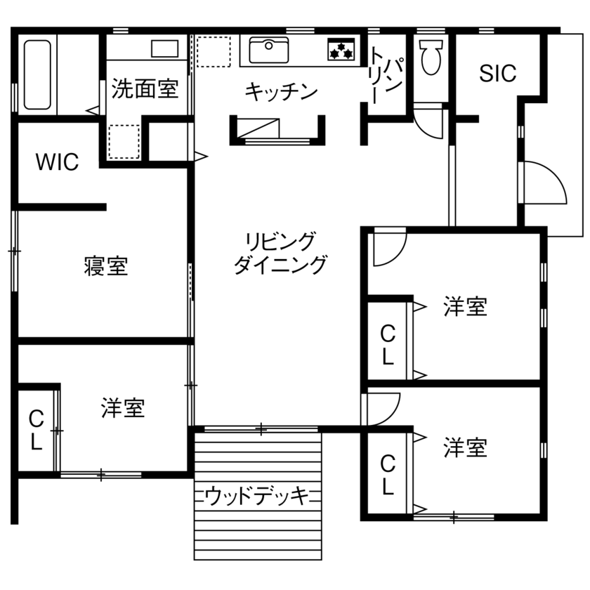 中心にLDKを設けた間取り1