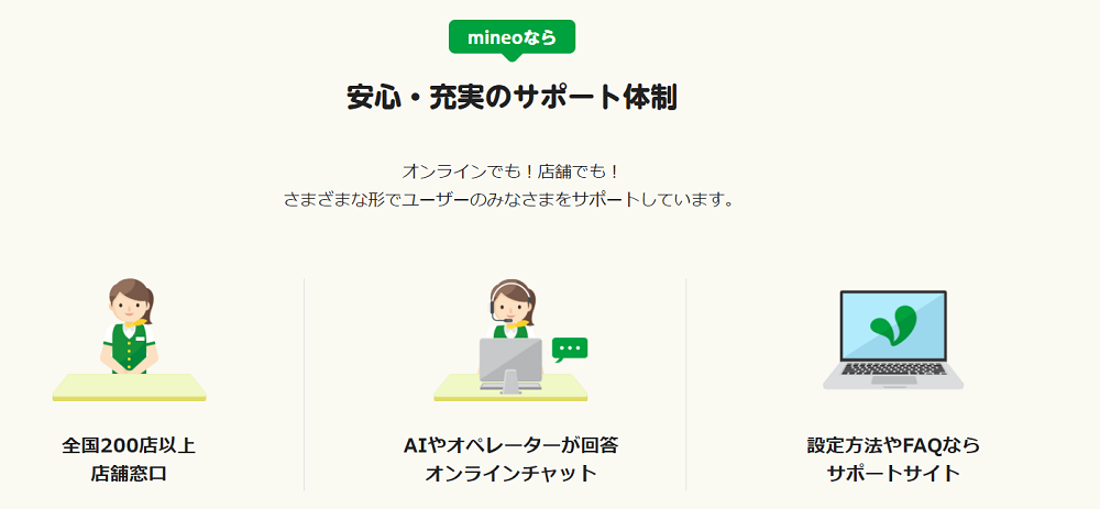 mineoサポートのイメージ