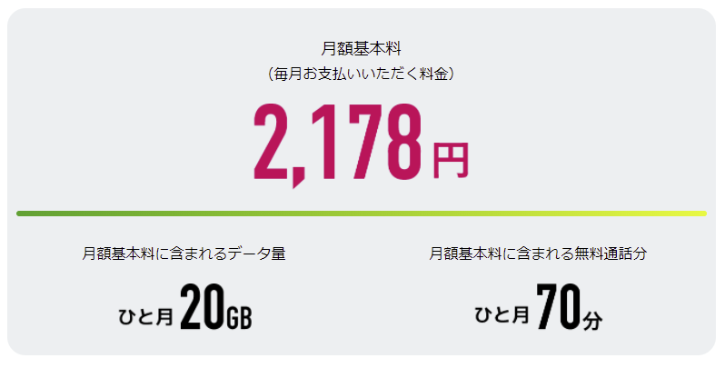 合理的20GBプラン料金