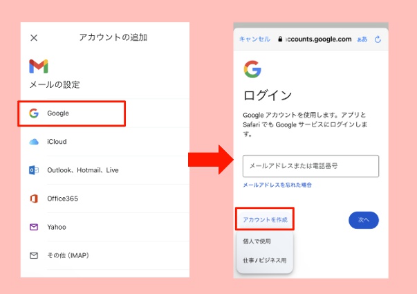 Googleアカウント作成