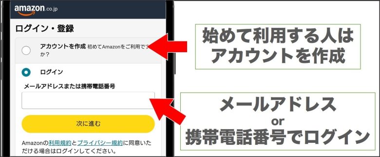 アマプラ Amazonにログイン(アカウント作成)