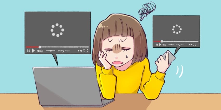 電波が悪くてネットが上手く表示されていないイラスト