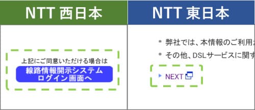 ADSL経路情報開示システムの留意事項ページ