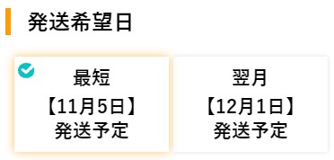 クラウドWiFiの申し込みで発送日を指定する画面