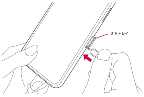 ahamo開通手続き後にSIMカードのトレーを取り出すときのイメージ図