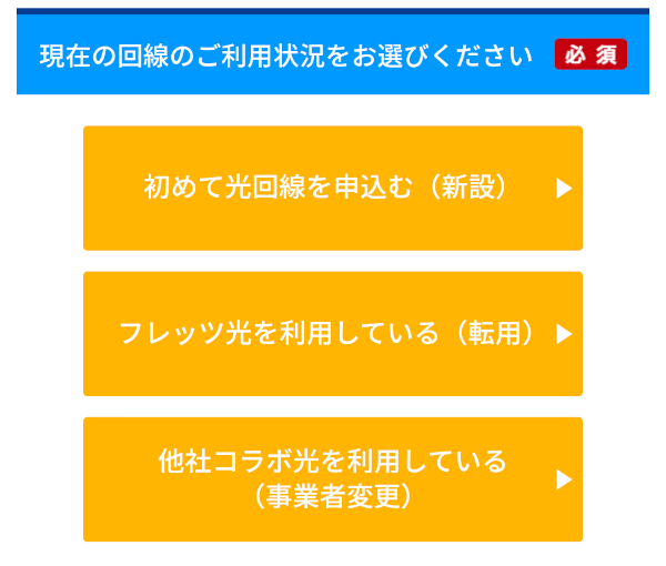 GMOとくとくBB光・GMOとくとくBB光の申し込み方法2:お申込みタイプを選択する