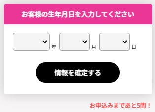 5G CONNECTの申し込みで契約者の生年月日を入力する画面