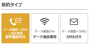 NUROモバイル公式サイトからの申し込み 契約タイプの選択画面