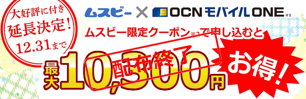 ムスビー限定クーポンは配布終了