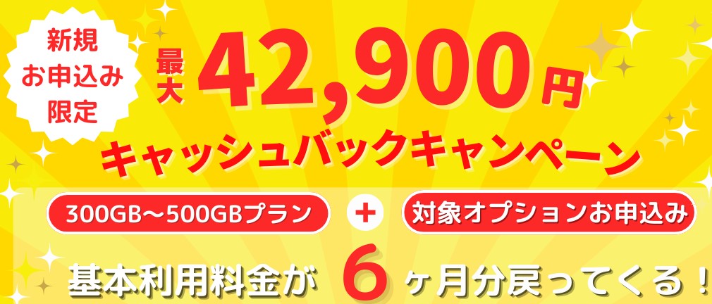 300GB以上で使える大容量WiFiのキャンペーン