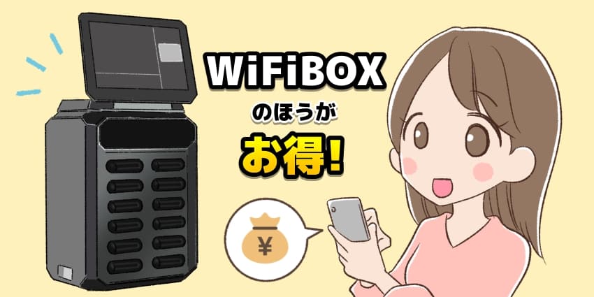 WiFiBOXのほうがお得！のイラスト