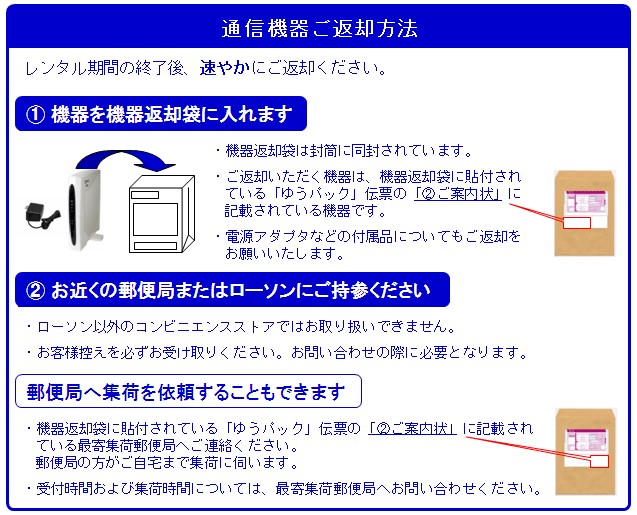 フレッツADSL　レンタル機器返却方法