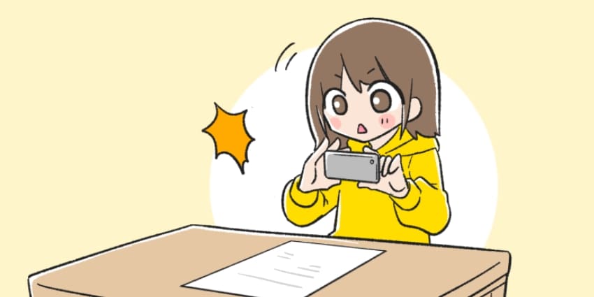 「解約費用の領収書をスマホで撮る」のイラスト