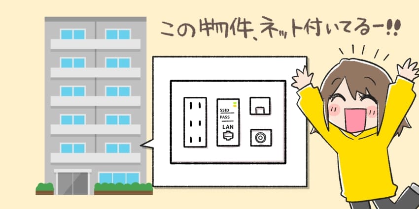 ネット付き賃貸物件に住むイラスト