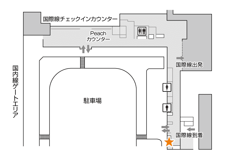 イモトのWiFi_第2ターミナル_到着ゲート_自社カウンター