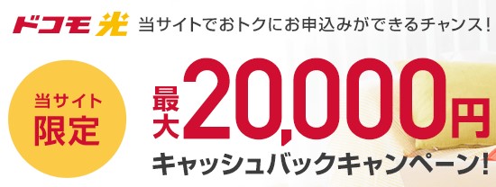 ネットナビは最大20,000円キャッシュバック