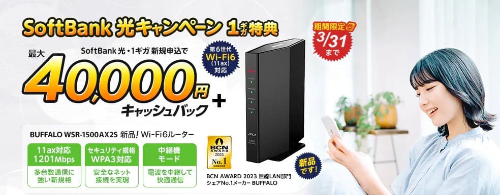 ソフトバンク光×エヌズカンパニー期間限定特典1G