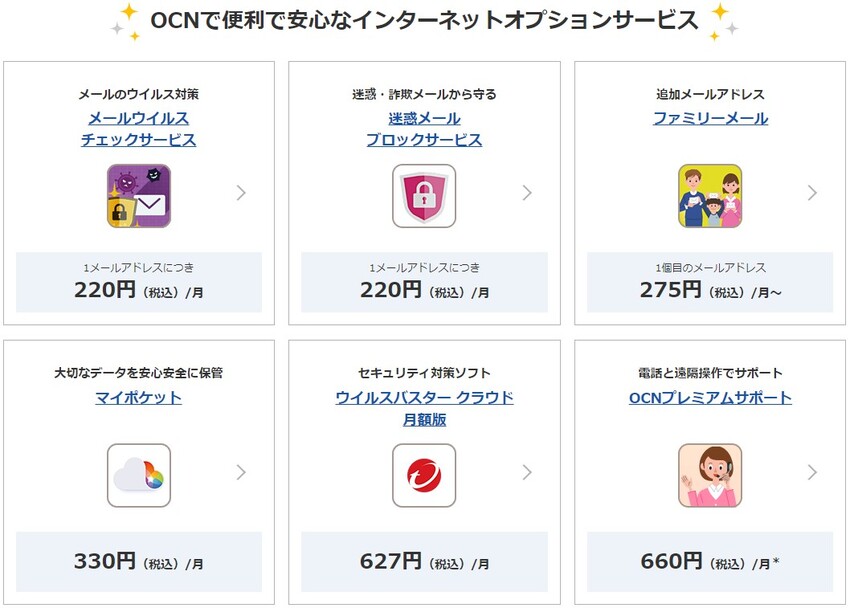 OCNインターネットのオプション